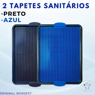 Combo 2 Sanitários Caninos Tapete Pipi Treinar Seu Dog Higiênico Resistente Brinqpet Preto e Azul