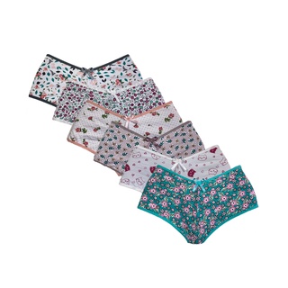 kit 5 Calcinha Short Feminino Caleçon Conforto Estampada em Algodão