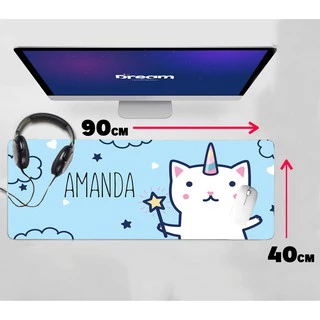 Mouse Pad Gamer Gatinhos unicórnio 4 Extra Grande 90x40 gatos gatinho Personalizado borda costurada gato cute speed mousepad