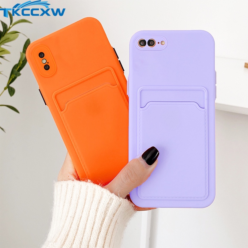 Capa Carteira Luxuosa De Silicone Com Compartimentos Para iPhone 6/6S/7/8 Plus