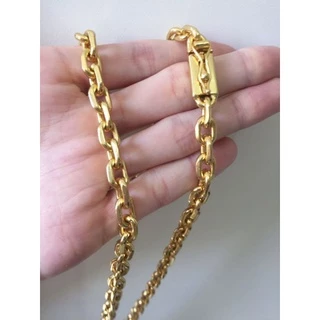 Corrente cadeado Grossa 70cm moeda antiga banhada a ouro 18k