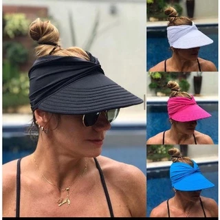 Viseira Turbante Feminina Praia E Campo Cores Aba Larga E Forrada
