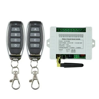 Chave De Controle Remoto Sem Fio DC 12V 24V 36V 433Mhz 4CH Receptor De Relé Com 2 Transmissores Para Abridores De Portas De Garagem , Motores , Luzes LED E Mais Controles