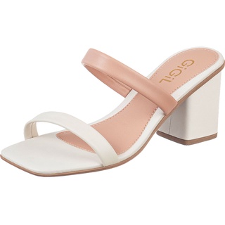 Tamanco Feminino GiGiL Colorida Salto Baixo Bloco Quadrado Multicolorida Neon Fresh Moda Blogueira Verão Confortável