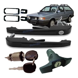 Kit Maçaneta + Contato + Porta Mala Parati Quadrado 1980 a 1991 1992 1993 1994 1995 1996 Friso Preto