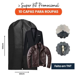10 Capas Para Terno protetor para Jaqueta Blazer em TNT Impermeável C Zíper Anti mofo Organizador