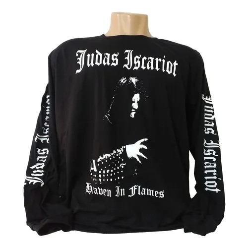 Camiseta Judas Iscariot Heaven In Flames Manga Longa Black metal