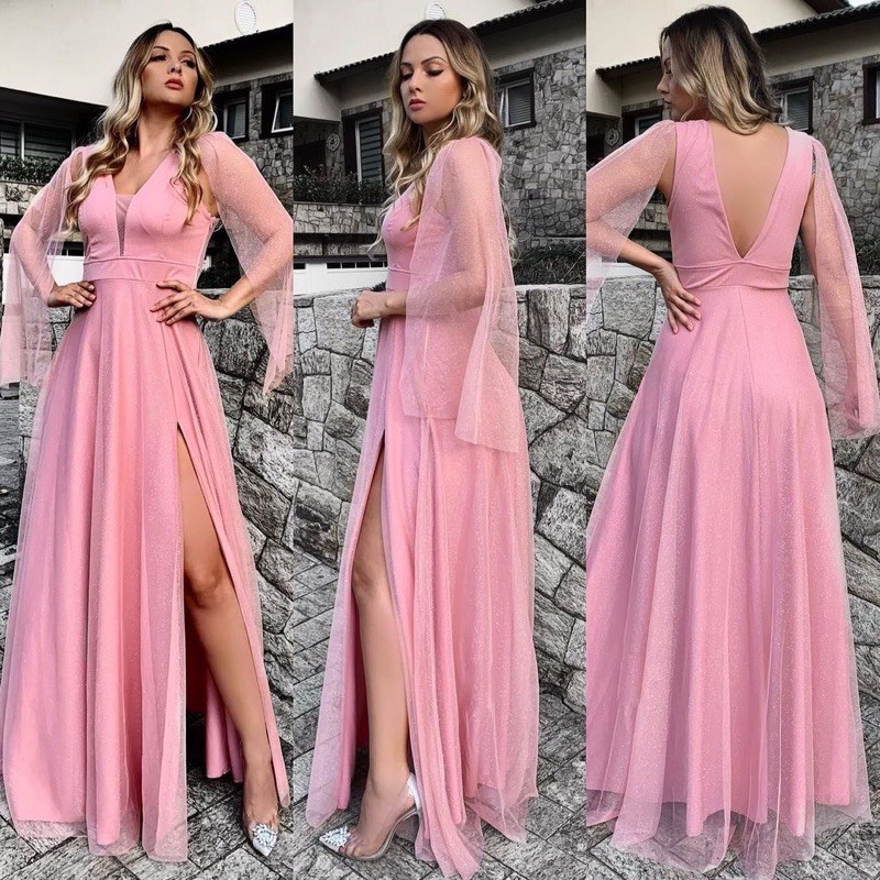 Vestido de store madrinha com capa