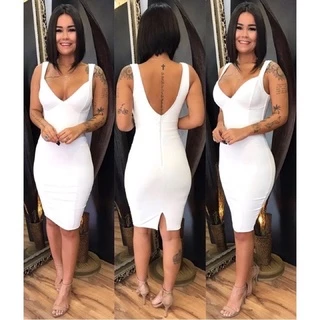 Vestido com Bojo Justo - Vermelho - Preto - Branco - Laranja - NOVAS CORES - Rosa - Off White - Vermelho Queimado