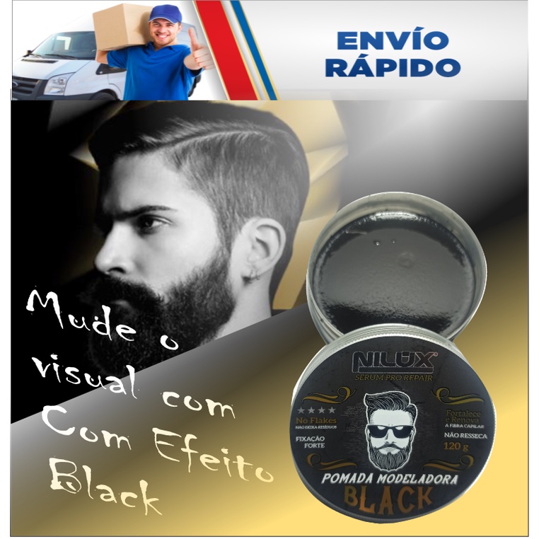 Pomada Modeladora Efeito Black Nilux 120g Cabelo Barba e bigode