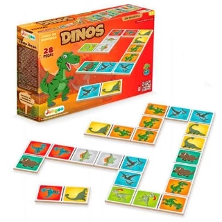 Jogo de Dominós Dinos em Madeira 28 peças - 752 - Junges