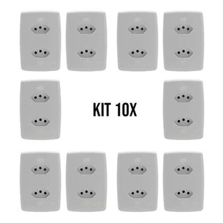 Kit Tomadas Dupla Conjunto 4x2 Tomada Dupla Com Espelho Branco Promoção Ilumi Envio Imediato