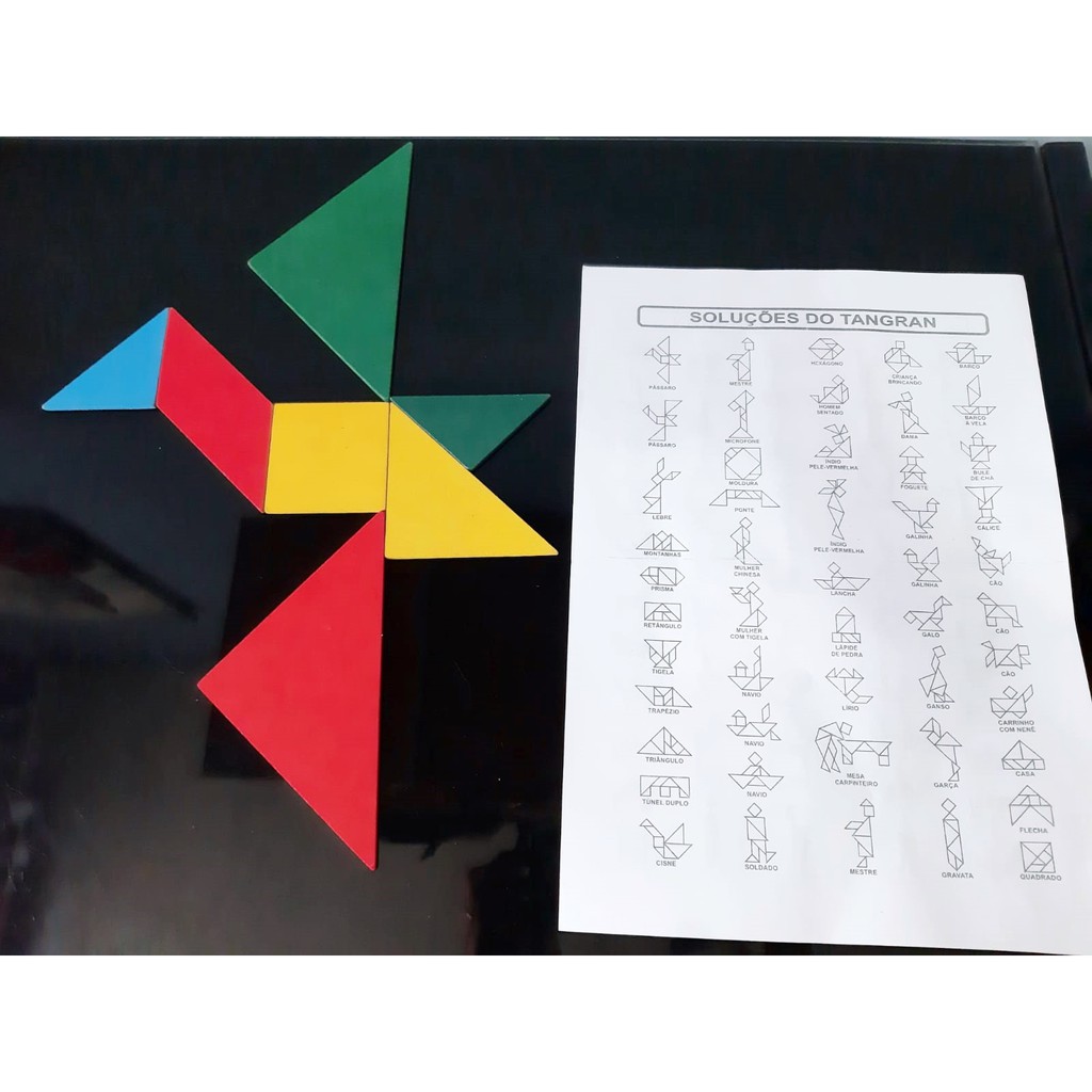 Tangram Quebra-cabeça E Bom De Laço Brinquedo Pedagógico Mdf