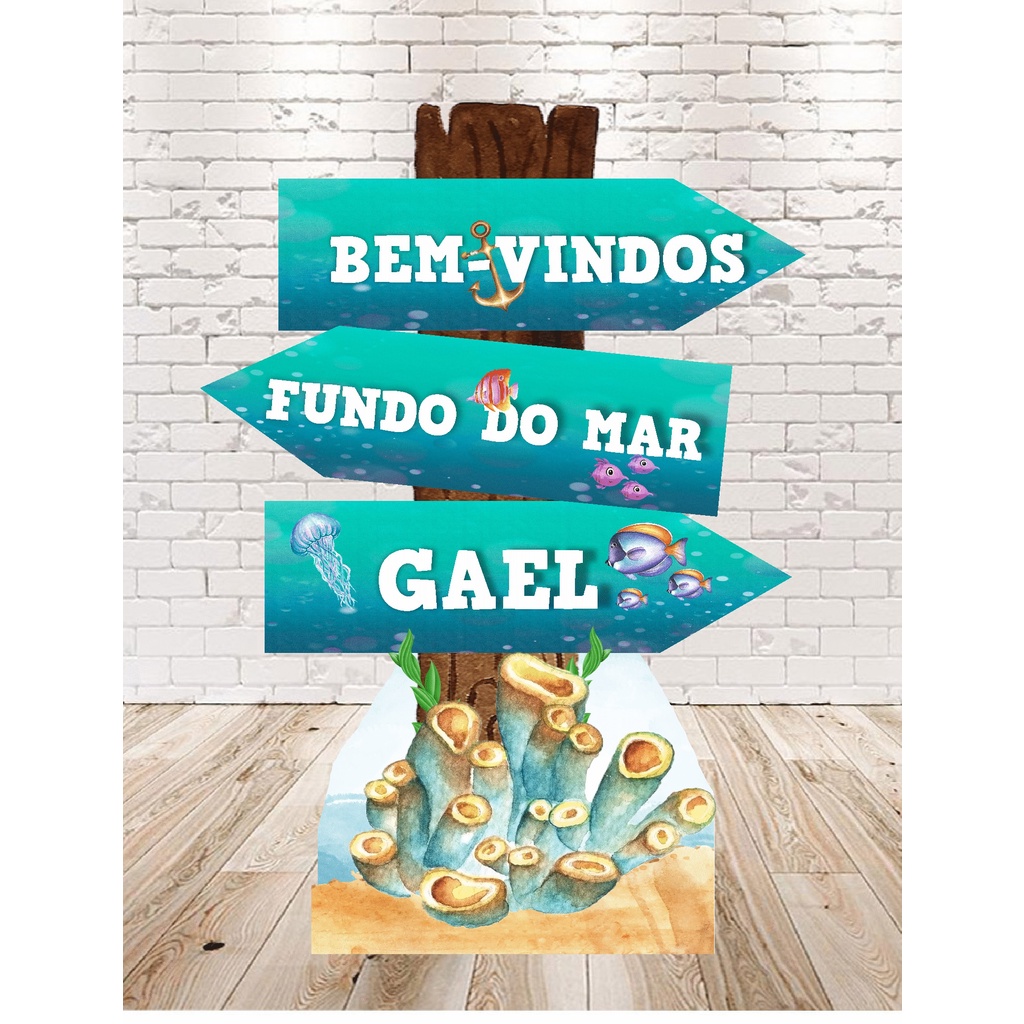 Placa Bem-vindos Fundo Do Mar-personalizada