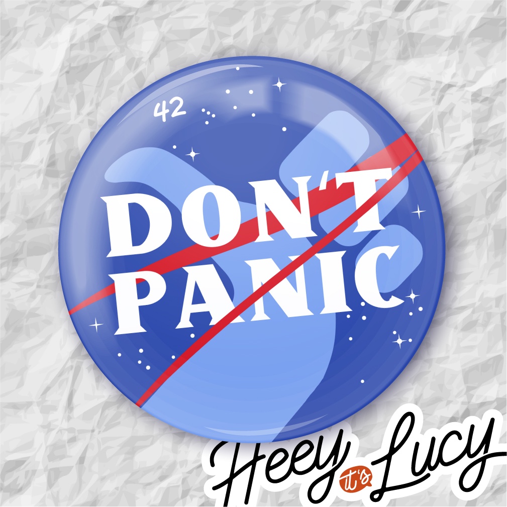 Botton O Guia Do Mochileiro Das Galáxias "don't Panic" - Broche Alfinete 3,8cm