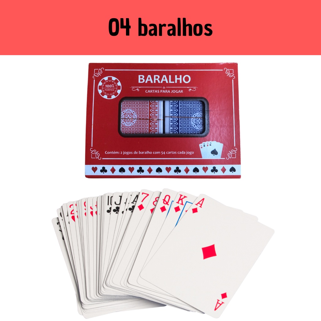 Baralho Plástico Profissional 108 Cartas - 2 Jogos De Carta