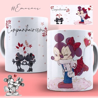 caneca Personalizada 325 Ml "Mickey e Minnie Companheirismo" Porcelana Primeira Linha
