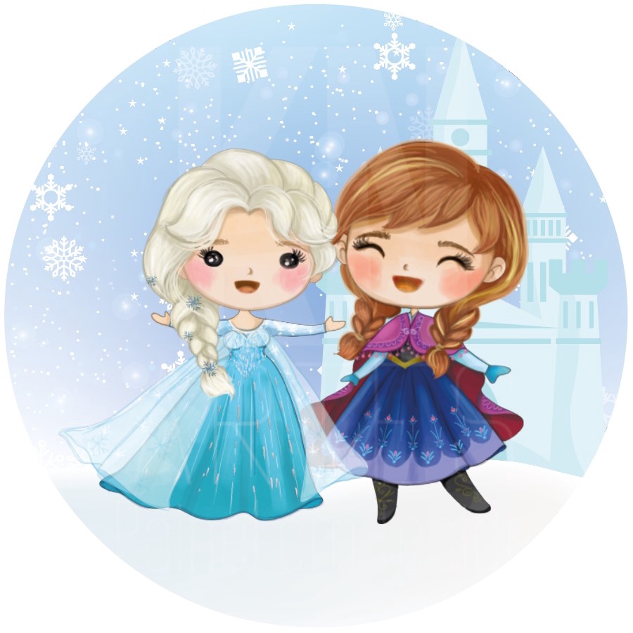 Painel De Festa Redondo Sublimado Em Tecido Tema Frozen