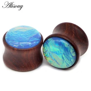 Alisouy 2PC Orelha De Madeira Plugues De Expansão Brincos Mulher Homens Túnel De Carne Expansor Piercing Maca Jóias De Perfuração Do Corpo