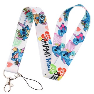 NATASHA Stitch Lanyard Azul Alienígena Ponto Desenho Animado Para Chave  Pingente Telefone Alça Porta-Chaves