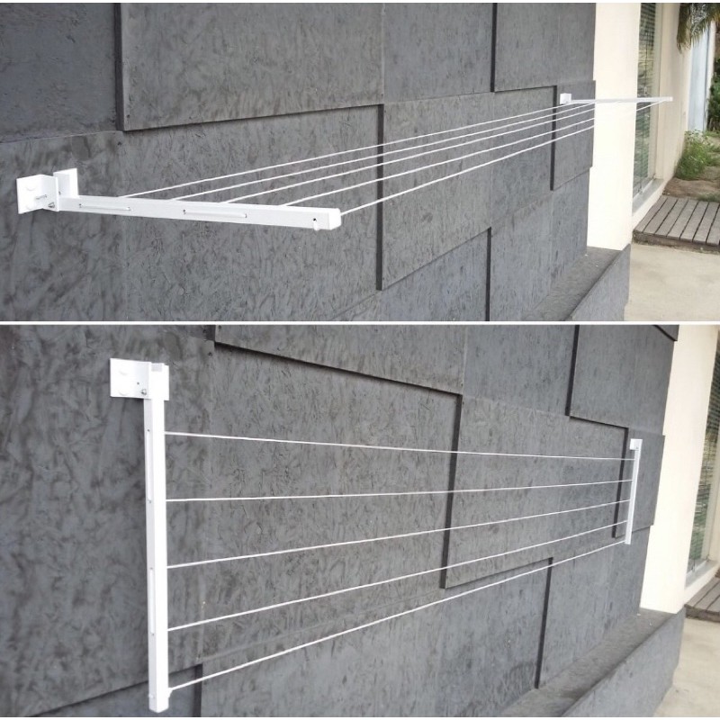 Varal De Roupa 60Kg Retrátil Parede Muro Apartamento Casa Até 4mt ...