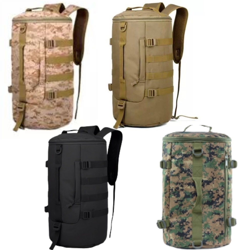 Mochila Masculina Saco Lona Estilo Militar Impermeável Resistente a Água Multifunções Dia a Dia Motociclismo Acampament