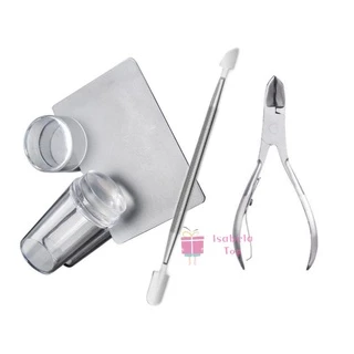 Kit Alicate de aço + Espátula + Carimbo de unha