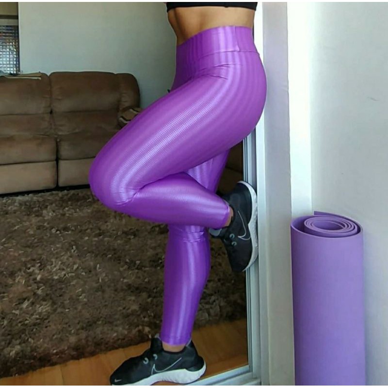 Legging Fitness Cintura Alta Branca E Lilás Barbie Core