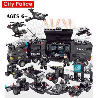 Blocos De Montar Caminhão Policial Swat Robô e Avião Brinquedo com Peças compatíveis com Blocos Lego