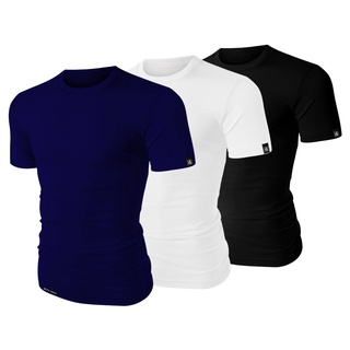 Kit 3 Camisa Lisa Básica Varias Cores Camiseta 100% Algodão