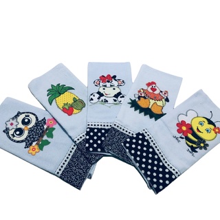 kit 4 Pano Prato Guardanapo Bordado Patchwork cores