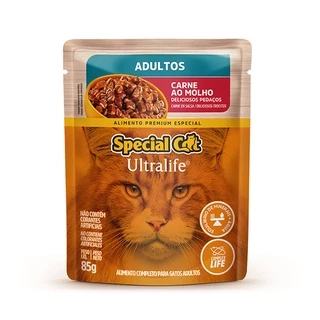Ração Úmida Special Cat Ultralife Sachê Carne para Gatos Adultos 85g