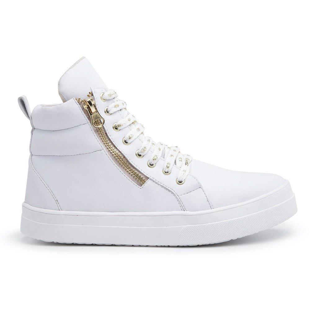 Tenis Feminino Cano Longo branco Com Ziper Fitness zumba | Shopee Brasil