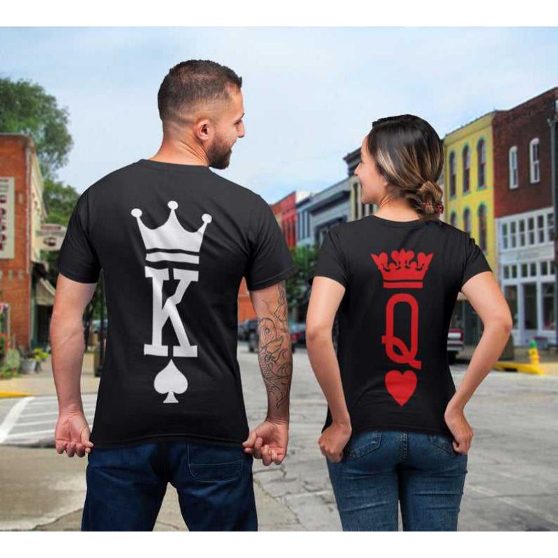 Camisetas mozao Truco Casal Namorados Combinando Kit 2 Rei Rainha Copas Baralho Poker Iguais