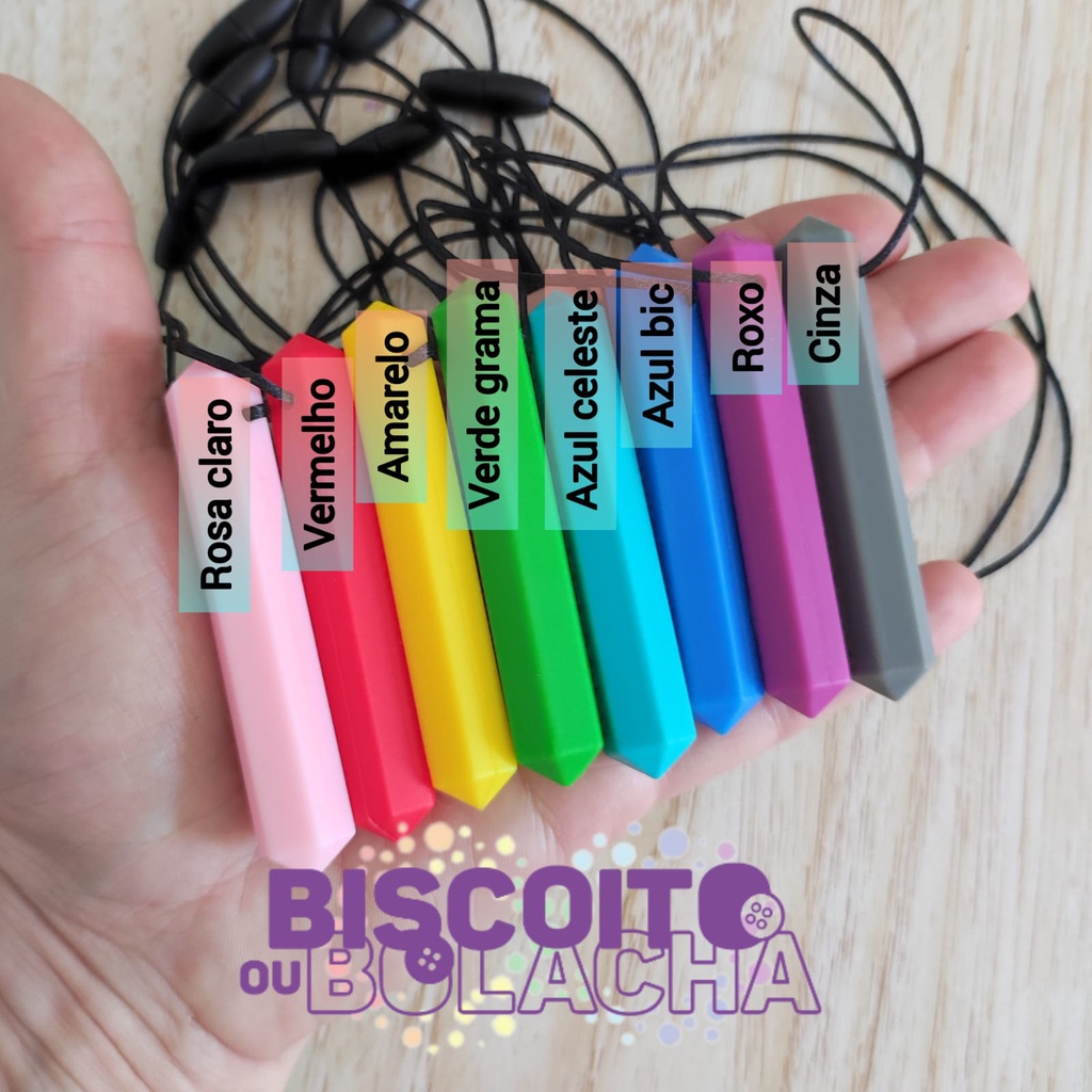 Colar Mordedor Sensorial Silicone Autismo Biscoito Bolacha