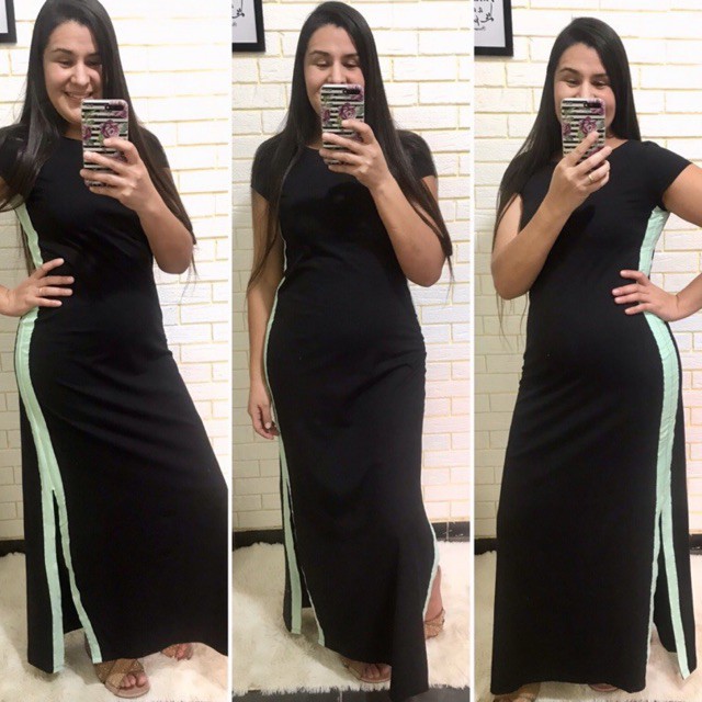 Vestido preto com faixa hot sale lateral