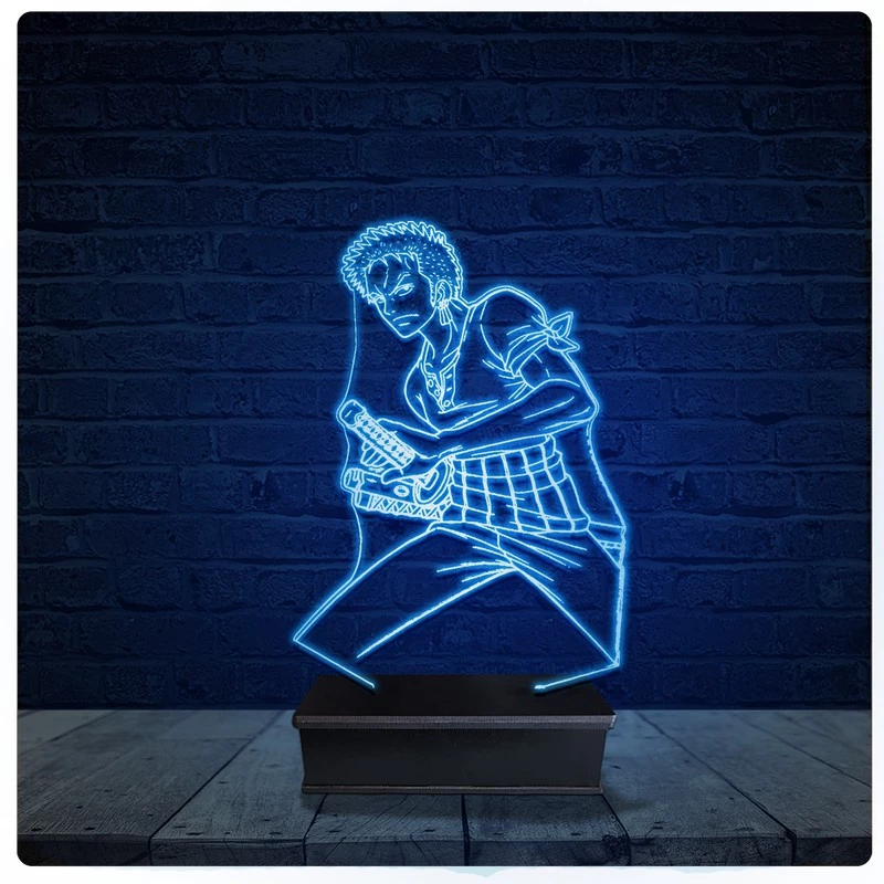 Luminária Led Acrilico Abajur - Zoro One Piece