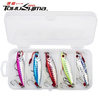 5Pcs Chumbo De Pesca A Laser Em Caixa 7g/10g/15g/20g/30g Metal Jig Lento Afundamento Pesado Isca De Minhoca Trolling Fishing Bait