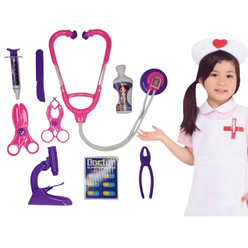 Kit Médico Infantil Brinquedo cartela Doutor Doutora várias peças ...