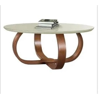 Uma Mesa Centro Gota 60 cm Off White/Pés Mel (40 de altura)