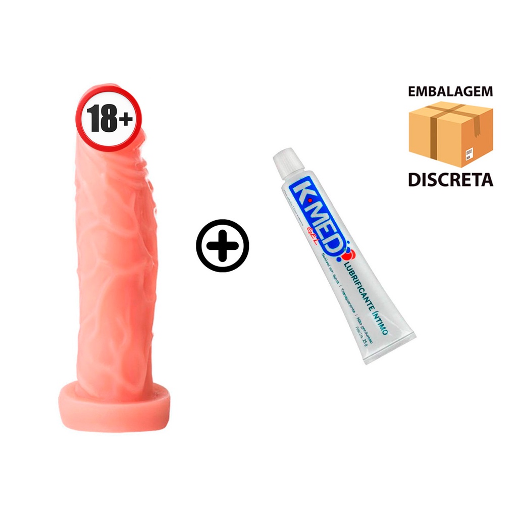 Prótese Maciça Borracha Bege Pau Médio Grosso 14,5 X 3,5 + Gel Lubrificante  Íntimo K-Med 25g | Shopee Brasil