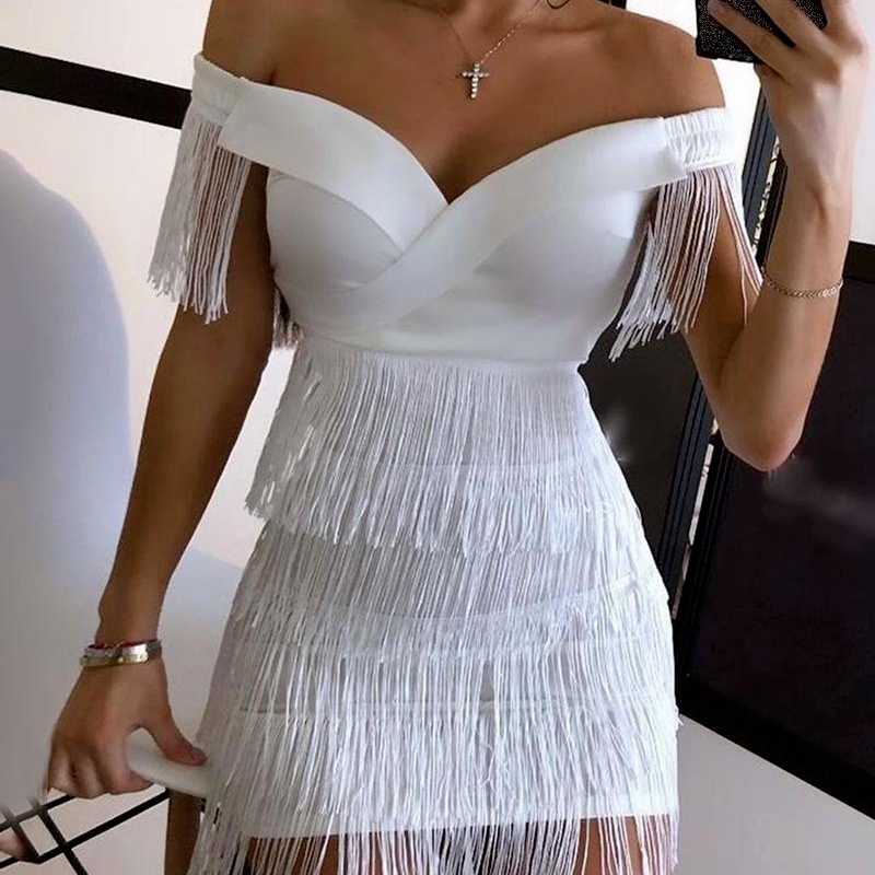 Vestido de franja para 2024 festa