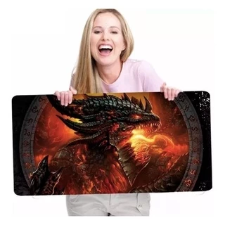 Mouse Pad Gamer Gigante De Tecido Dragão de Fogo 70x35 Cm Mousepad Grande Mp-7035c
