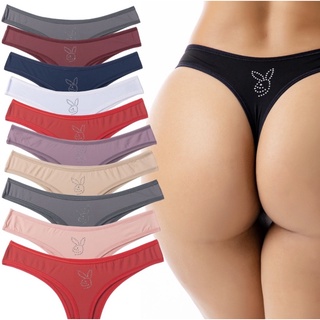 Kit com 10 Calcinha Fio Dental Play Boy em Micro Fibra strass sexy qualidade conforto REF:32