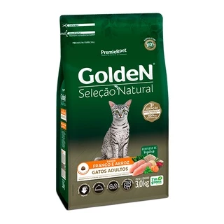 Ração Golden Seleção Natural para Gatos Adultos Sabor Frango e Arroz - 3Kg