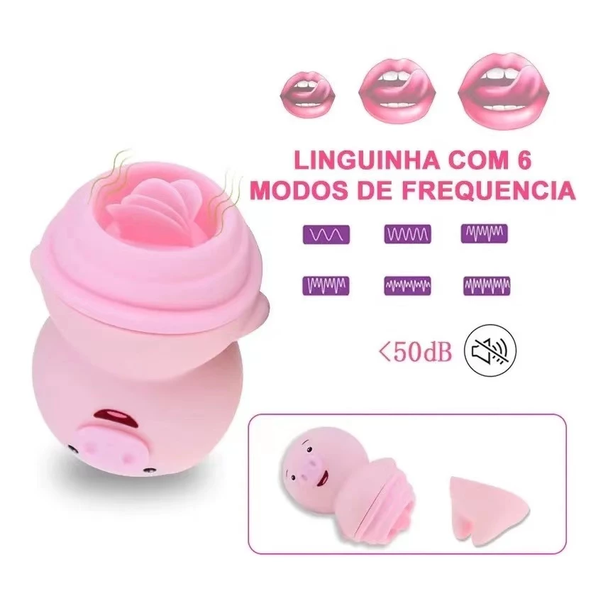 VIBRADOR CERDITO masturbador femenino con simulador de lengua - 6 modos de vibración