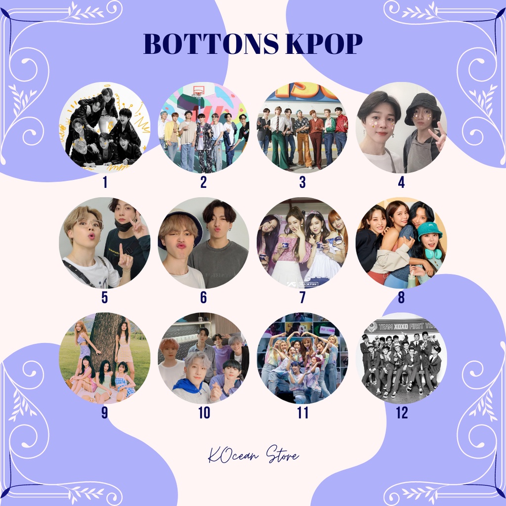 KPOP BOTTONS 4,5cm (TXT, ATEEZ, ITZY, MONSTA X, GFRIEND, CLC, EVERGLOW ...