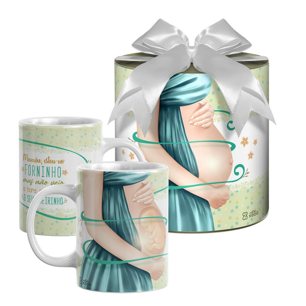 Caneca na Lata Personalizada Presente Mãe Grávida Frase Bebê Forninho ...