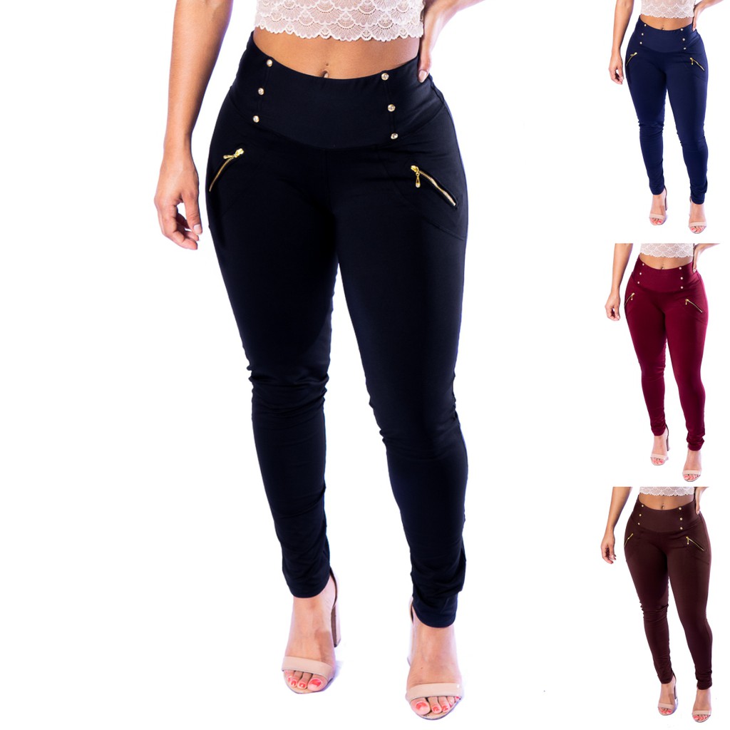 Calça Legging Montaria Ziper Duplo no Cós - Qbabado