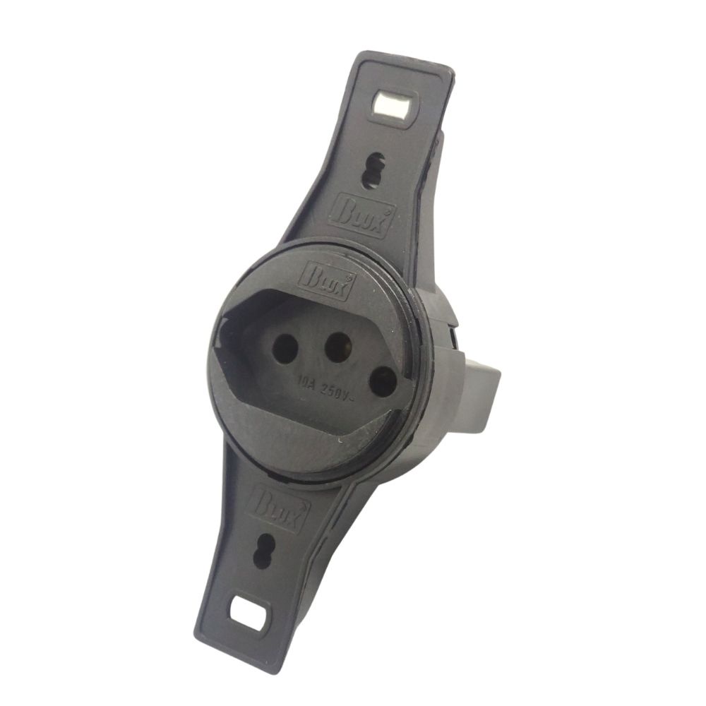 Blux Gris Tomada Redonda para Condulete 3 Pinos 10A Preta